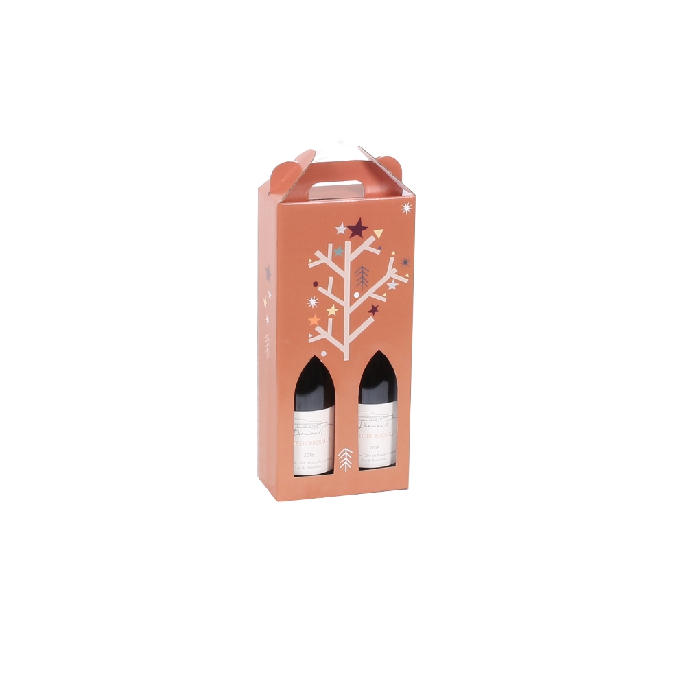 Vinkarton 2 flasker Terracotta Juletræ  - FSC® 