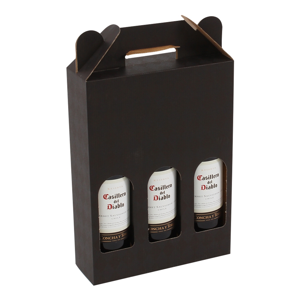 Vinkasse 3 flasker sort  - FSC®