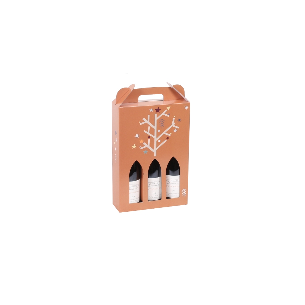Vinkarton 3 flasker Terracotta Juletræ  - FSC®