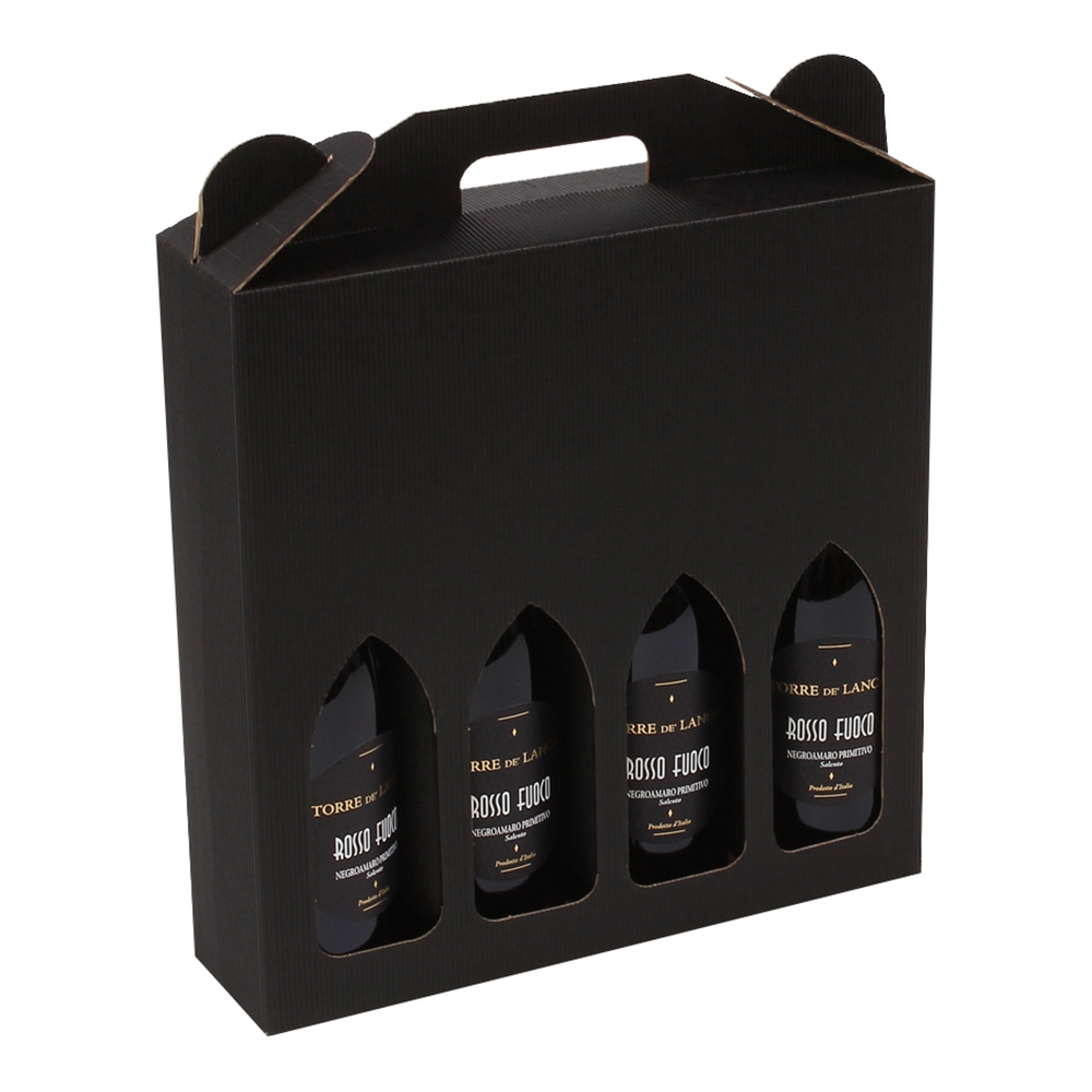Vinkasse 4 flasker sort  - FSC®