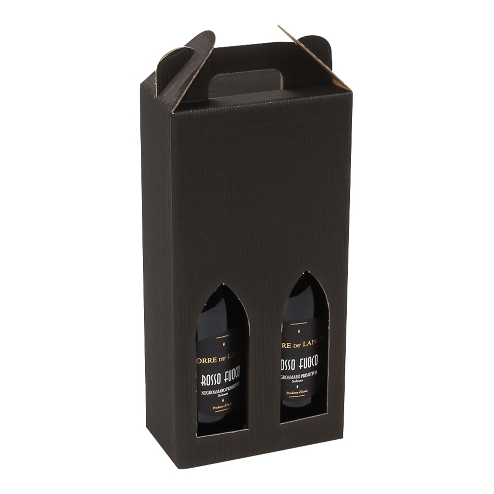 Vinkasse 2 flasker sort  - FSC®