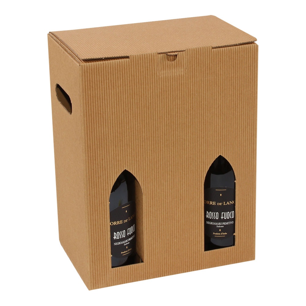 Vinkasse 6 flasker natur indv./håndtag   - FSC®