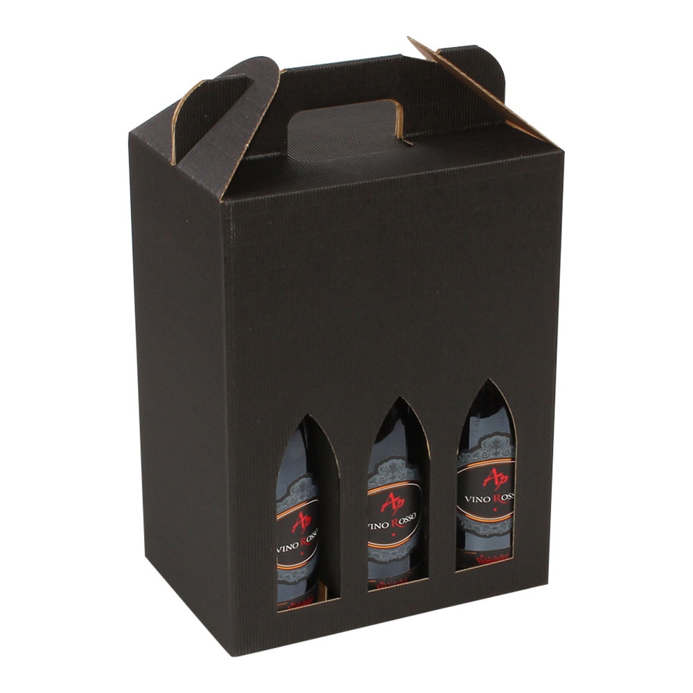 Vinkasse 6 flasker sort  - FSC®